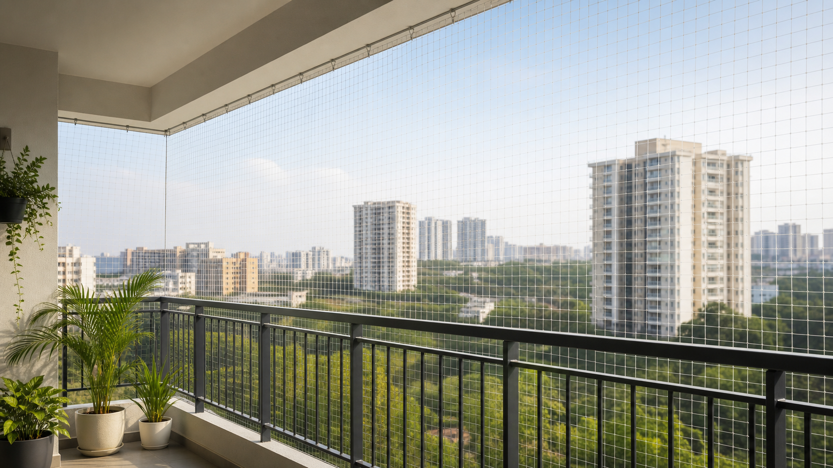 Balcony safety net installation